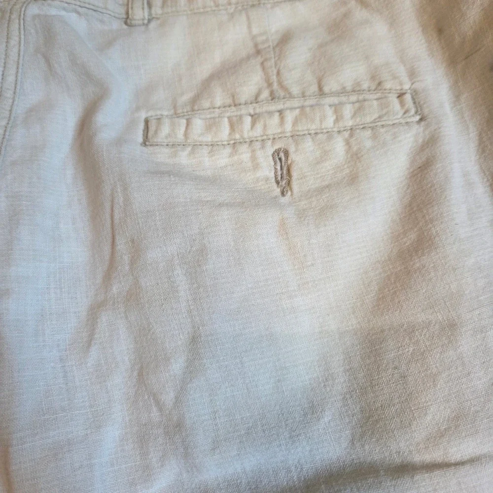 Baxter Brand Natural Clothing Co Mens 34 Cream Linen Blend Pleated Cuffed Pants